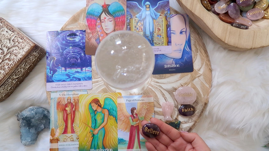 5 mins Recorded Video - Angel Cards + Crystal Reading - One Question - $40 AUD