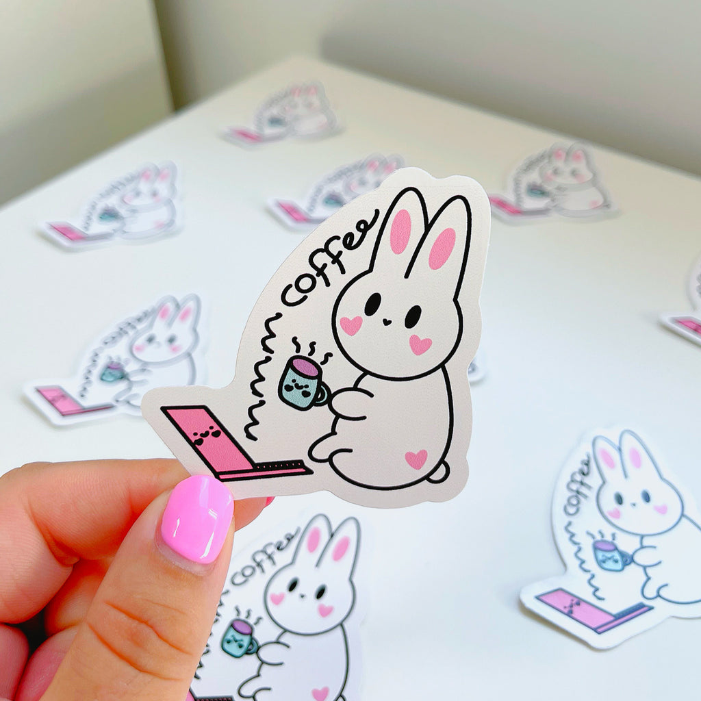 Abunny The Kawaii Bunny mmm Coffee Die Cut Sticker