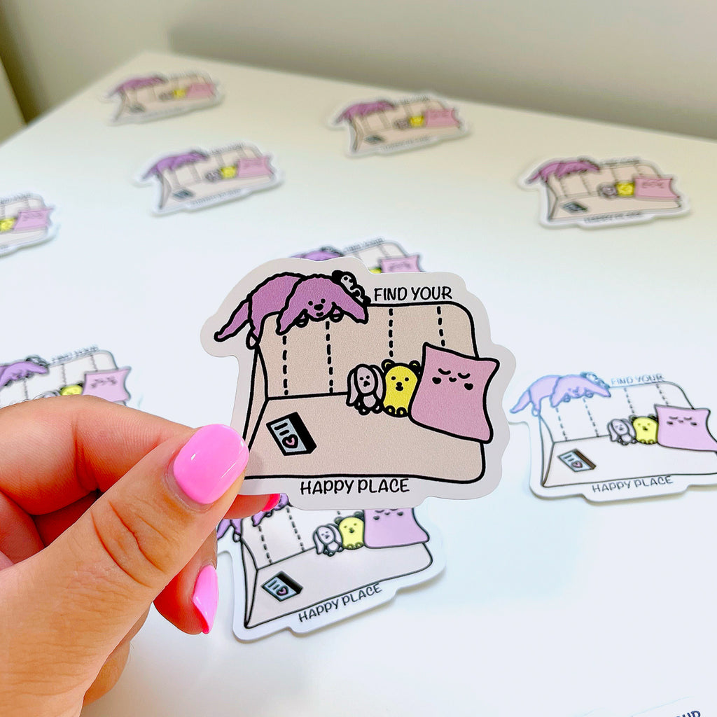 Find Your Happy Place with Panda Nuggy Die Cut Sticker